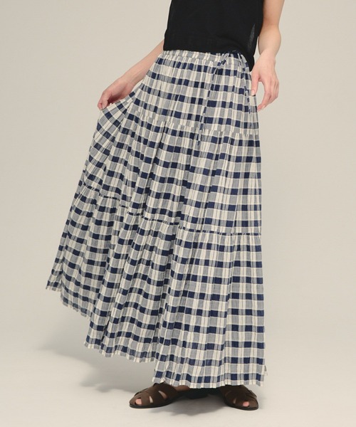 eL(エル)の「【eL】Made in India Gingham Check Skirt/660790(スカート・レディース・ブラック系その他/ネイビー系・FREE)」の1枚目の写真