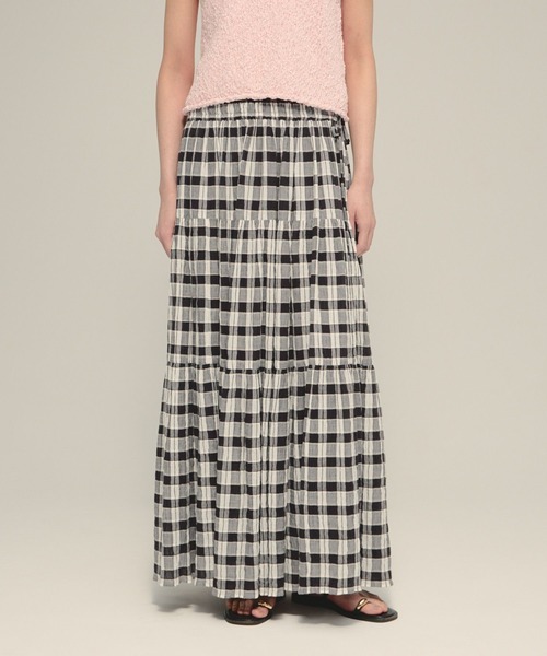 eL(エル)の「【eL】Made in India Gingham Check Skirt/660790(スカート・レディース・ブラック系その他/ネイビー系・FREE)」の2枚目の写真