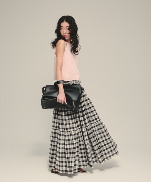 eL(エル)の「【eL】Made in India Gingham Check Skirt/660790(スカート・レディース・ブラック系その他/ネイビー系・FREE)」の4枚目の写真