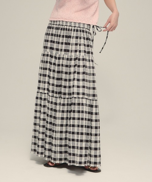 eL(エル)の「【eL】Made in India Gingham Check Skirt/660790(スカート・レディース・ブラック系その他/ネイビー系・FREE)」の6枚目の写真