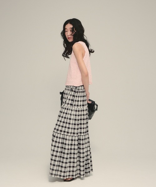 eL(エル)の「【eL】Made in India Gingham Check Skirt/660790(スカート・レディース・ブラック系その他/ネイビー系・FREE)」の5枚目の写真