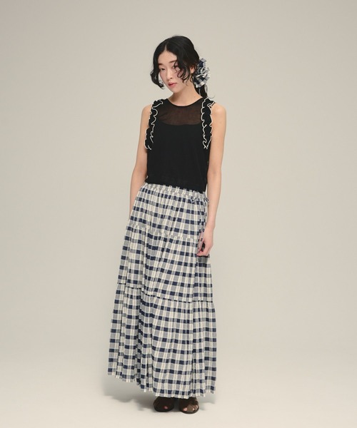 eL(エル)の「【eL】Made in India Gingham Check Skirt/660790(スカート・レディース・ブラック系その他/ネイビー系・FREE)」の7枚目の写真