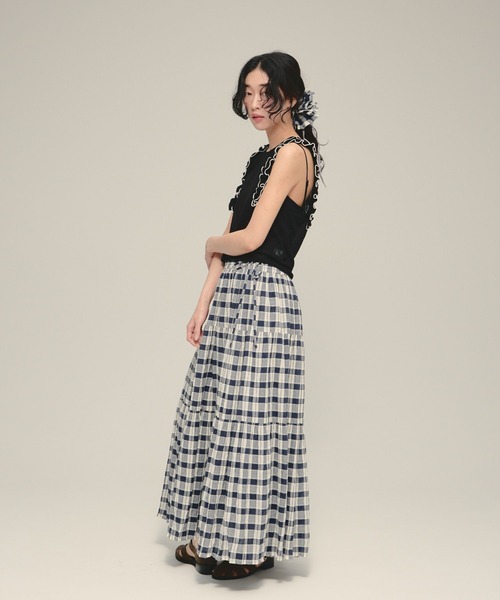 eL(エル)の「【eL】Made in India Gingham Check Skirt/660790(スカート・レディース・ブラック系その他/ネイビー系・FREE)」の8枚目の写真