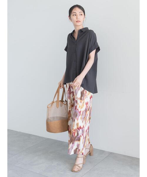 Te chichi（テチチ）の「ライトタンブラー半袖シャツ（シャツ/ブラウス・レディース・オフホワイト/チャコールグレー/ブルー・F）」の5枚目の写真