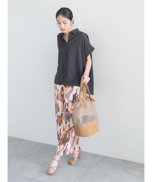 Te chichi（テチチ）の「ライトタンブラー半袖シャツ（シャツ/ブラウス・レディース・オフホワイト/チャコールグレー/ブルー・F）」の6枚目の写真