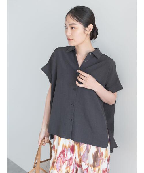 Te chichi（テチチ）の「ライトタンブラー半袖シャツ（シャツ/ブラウス・レディース・オフホワイト/チャコールグレー/ブルー・F）」の8枚目の写真