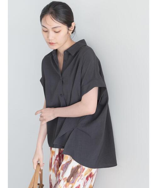 Te chichi（テチチ）の「ライトタンブラー半袖シャツ（シャツ/ブラウス・レディース・オフホワイト/チャコールグレー/ブルー・F）」の9枚目の写真