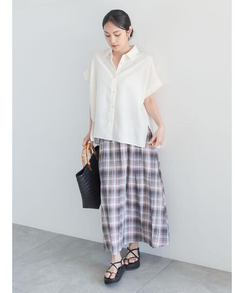 Te chichi（テチチ）の「ライトタンブラー半袖シャツ（シャツ/ブラウス・レディース・オフホワイト/チャコールグレー/ブルー・F）」の13枚目の写真