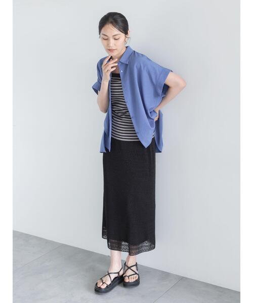 Te chichi（テチチ）の「ライトタンブラー半袖シャツ（シャツ/ブラウス・レディース・オフホワイト/チャコールグレー/ブルー・F）」の17枚目の写真