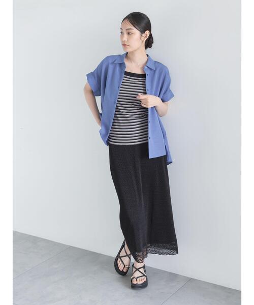 Te chichi（テチチ）の「ライトタンブラー半袖シャツ（シャツ/ブラウス・レディース・オフホワイト/チャコールグレー/ブルー・F）」の18枚目の写真