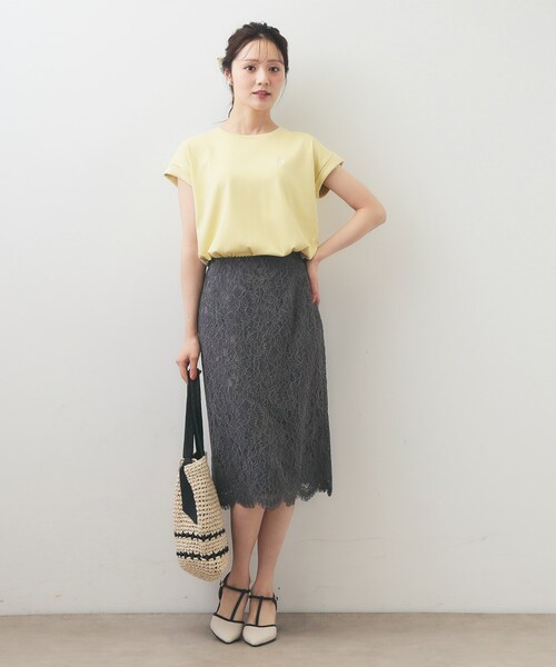 index(インデックス)の「【接触冷感/UV】ワンポイント刺繍Tシャツ《7col/XS~3L/洗濯機OK》(Tシャツ/カットソー・レディース・ライトイエロー系/ナチュラル/ネイビー/オフホワイト/ボルドー/グレー/ブラウン系その他5・36/38/40/34/42/44)」の17枚目の写真