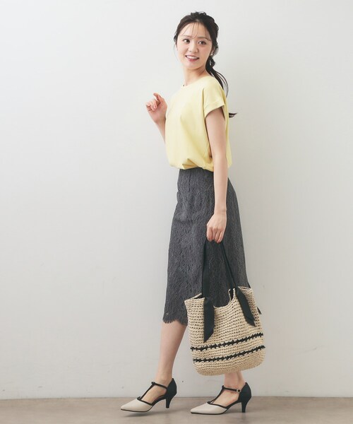 index(インデックス)の「【接触冷感/UV】ワンポイント刺繍Tシャツ《7col/XS~3L/洗濯機OK》(Tシャツ/カットソー・レディース・ライトイエロー系/ナチュラル/ネイビー/オフホワイト/ボルドー/グレー/ブラウン系その他5・36/38/40/34/42/44)」の18枚目の写真