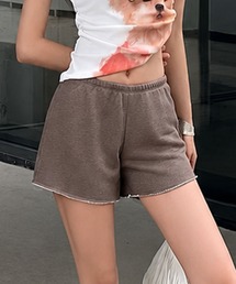裾フリンジスウェットショートパンツ