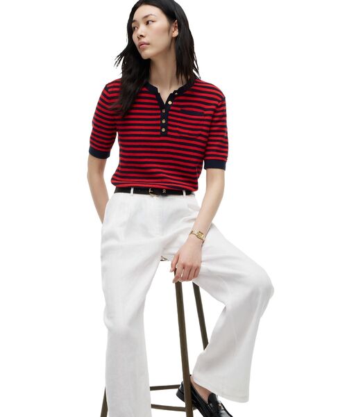 TOMMY HILFIGER(トミーヒルフィガー)の「ゴールドボタンショートスリーブヘンリーネックカットソー(ニット/セーター・レディース・ホワイト系その他7/マルチ・XX-SMALL/SMALL/X-SMALL)」の7枚目の写真