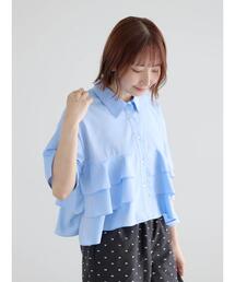 Te chichi（テチチ）の「半袖ティアードフリルクロップトシャツ（シャツ/ブラウス）」