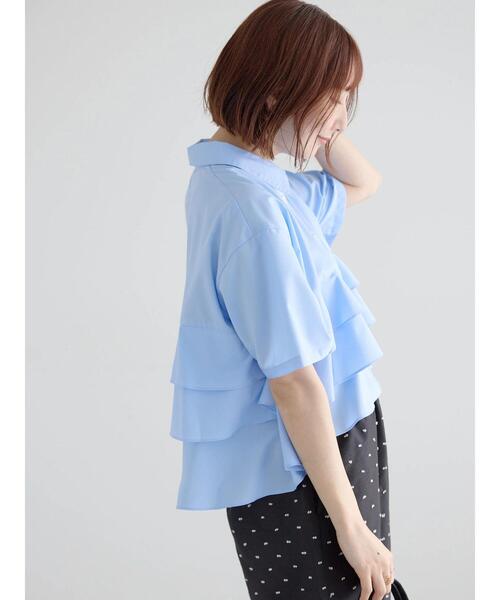 Te chichi（テチチ）の「半袖ティアードフリルクロップトシャツ（シャツ/ブラウス・レディース・ピンク/サックスブルー/グレー・F）」の18枚目の写真