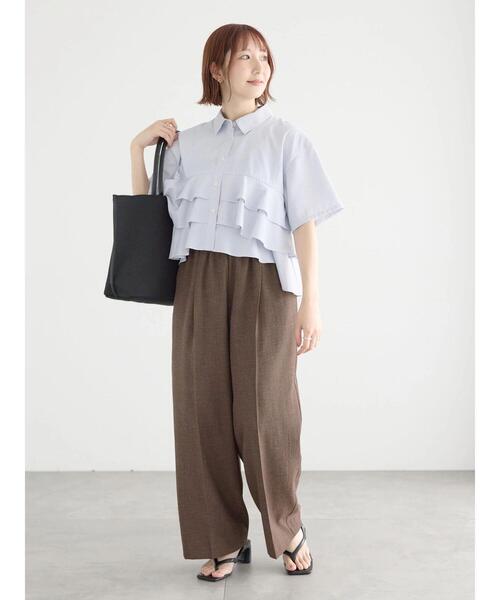 Te chichi（テチチ）の「半袖ティアードフリルクロップトシャツ（シャツ/ブラウス・レディース・ピンク/サックスブルー/グレー・F）」の19枚目の写真