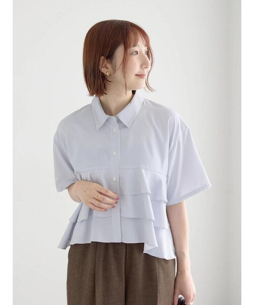 Te chichi（テチチ）の「半袖ティアードフリルクロップトシャツ（シャツ/ブラウス・レディース・ピンク/サックスブルー/グレー・F）」の22枚目の写真