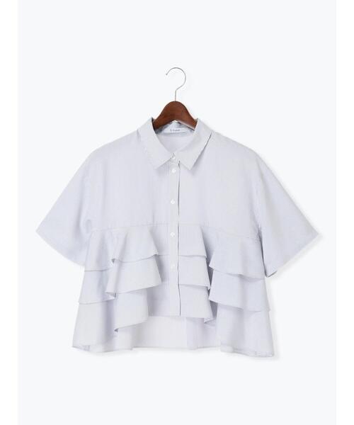 Te chichi（テチチ）の「半袖ティアードフリルクロップトシャツ（シャツ/ブラウス・レディース・ピンク/サックスブルー/グレー・F）」の17枚目の写真