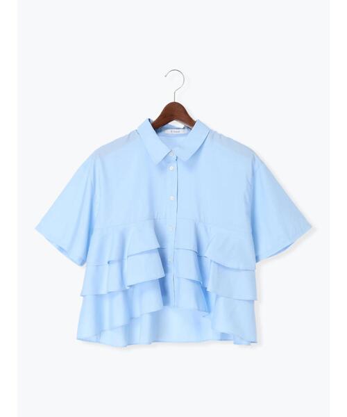 Te chichi（テチチ）の「半袖ティアードフリルクロップトシャツ（シャツ/ブラウス・レディース・ピンク/サックスブルー/グレー・F）」の6枚目の写真