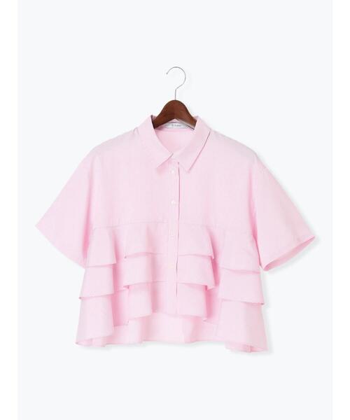 Te chichi（テチチ）の「半袖ティアードフリルクロップトシャツ（シャツ/ブラウス・レディース・ピンク/サックスブルー/グレー・F）」の7枚目の写真