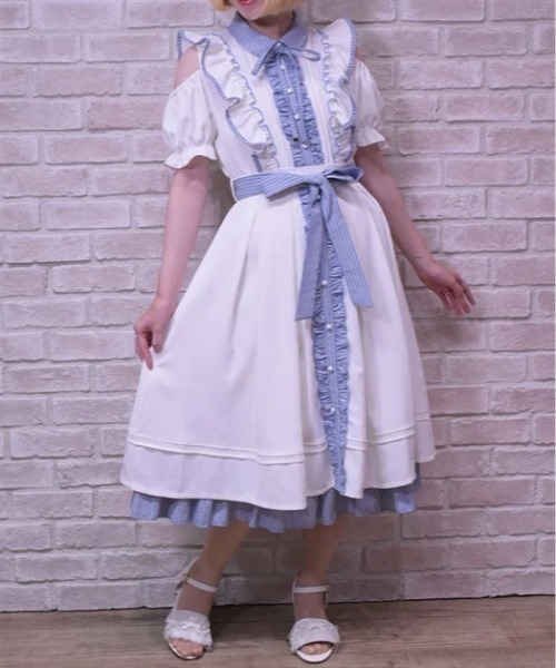 axes femme POETIQUE(アクシーズファムポエティック)の「バイカラーオフショルOP(ワンピース・レディース・レッド/ブラック/ホワイト・MEDIUM)」の2枚目の写真