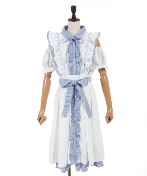 axes femme POETIQUE(アクシーズファムポエティック)の「バイカラーオフショルOP(ワンピース・レディース・レッド/ブラック/ホワイト・MEDIUM)」の4枚目の写真