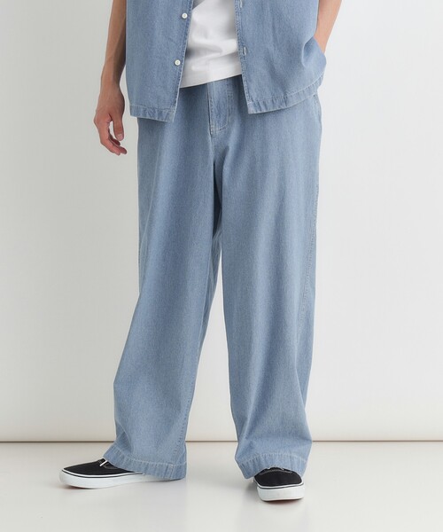 Right-on(ライトオン)の「シャンブレーワイドパンツ(その他パンツ・メンズ・ネイビー/ライトブルー・03/04/05/06)」の7枚目の写真
