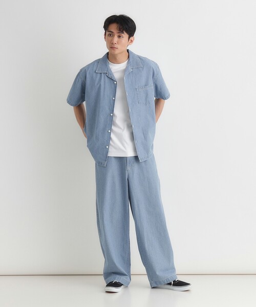 Right-on(ライトオン)の「シャンブレーワイドパンツ(その他パンツ・メンズ・ネイビー/ライトブルー・03/04/05/06)」の11枚目の写真