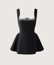 Hand Beaded Waisted Flare Dress
