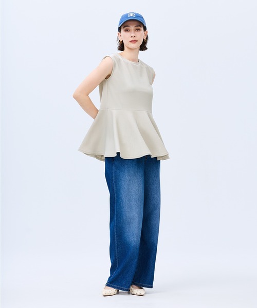 coca(coca)(コカ)の「ライトエンボスノースリーブペプラムT(Tシャツ/カットソー・レディース・ライトグレー/ブラック・L/M/S)」の5枚目の写真