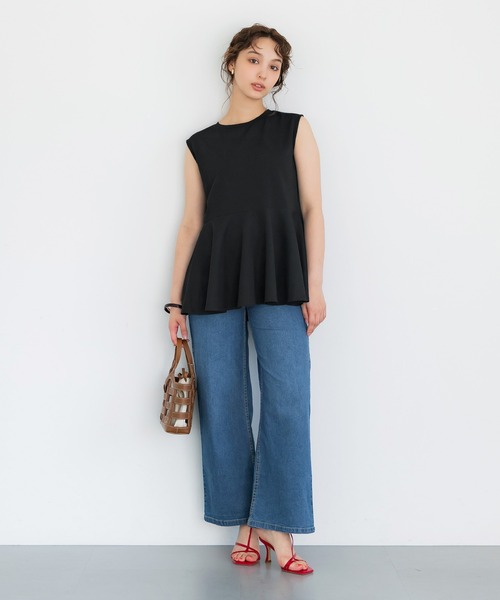 coca(coca)(コカ)の「ライトエンボスノースリーブペプラムT(Tシャツ/カットソー・レディース・ライトグレー/ブラック・L/M/S)」の10枚目の写真