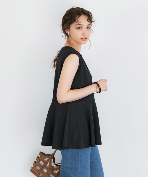 coca(coca)(コカ)の「ライトエンボスノースリーブペプラムT(Tシャツ/カットソー・レディース・ライトグレー/ブラック・L/M/S)」の11枚目の写真