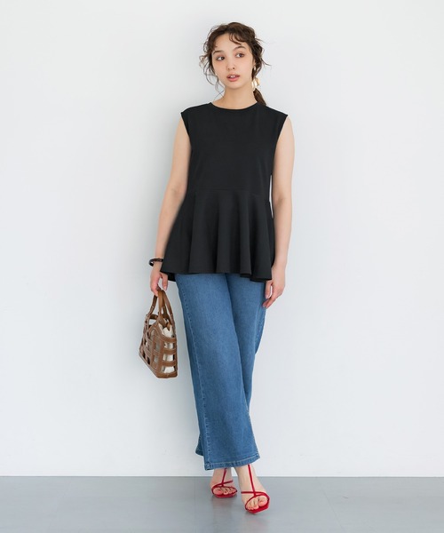 coca(coca)(コカ)の「ライトエンボスノースリーブペプラムT(Tシャツ/カットソー・レディース・ライトグレー/ブラック・L/M/S)」の13枚目の写真