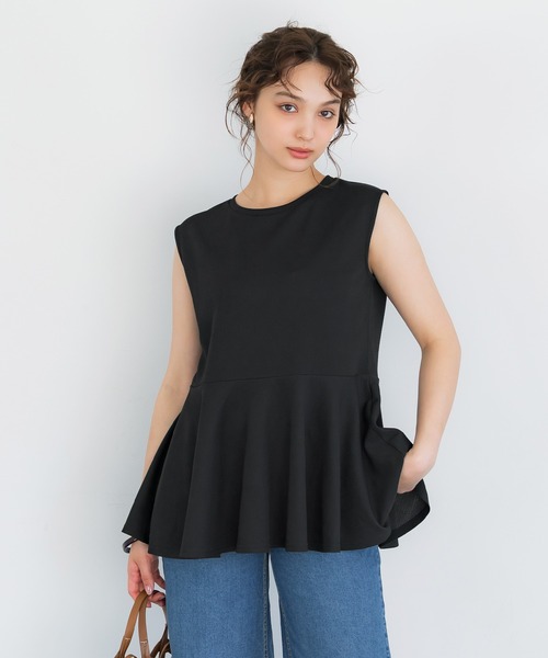 coca(coca)(コカ)の「ライトエンボスノースリーブペプラムT(Tシャツ/カットソー・レディース・ライトグレー/ブラック・L/M/S)」の15枚目の写真