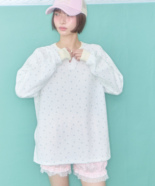 SHAKIRI(シャキリ)の「ココ ヘンリーネック ワッフルトップ (ホワイト)(Tシャツ/カットソー・レディース・その他・FREE)」の1枚目の写真