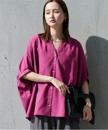 麻調ドルマンキーネックシャツ［Soiunique］