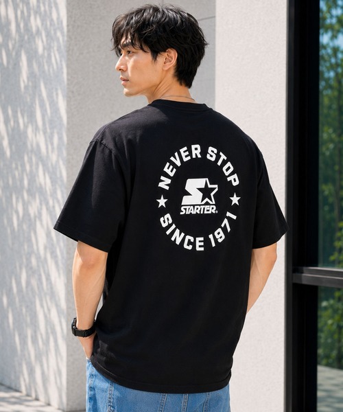 STARTER（スターター）の「STARTER スターター メンズ半袖Tシャツ デザインロゴ バックプリント（Tシャツ/カットソー・メンズ・ダークブルー/ホワイト/ブラック・M/L/XL）」の2枚目の写真