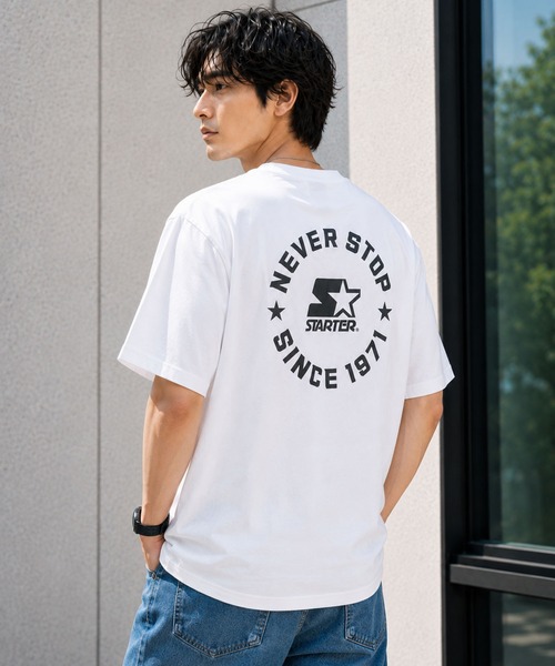 STARTER（スターター）の「STARTER スターター メンズ半袖Tシャツ デザインロゴ バックプリント（Tシャツ/カットソー・メンズ・ダークブルー/ホワイト/ブラック・M/L/XL）」の7枚目の写真
