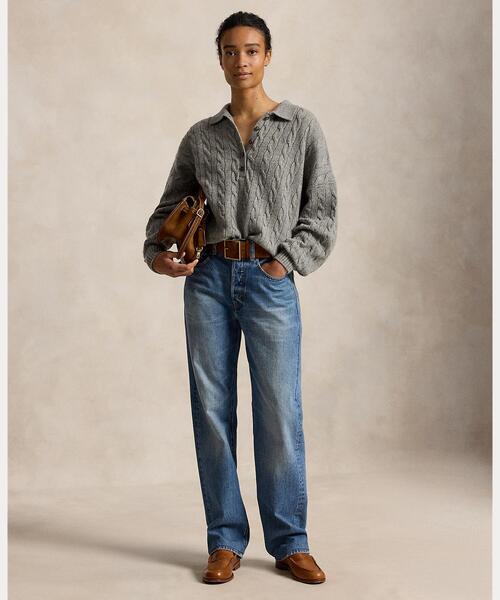 POLO RALPH LAUREN(ポロ ラルフ ローレン)の「ケーブル ウールカシミヤ ポロカラー セーター(ニット/セーター・レディース・グレー系・S/M/XS)」の8枚目の写真