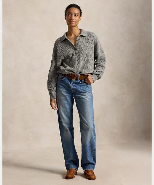 POLO RALPH LAUREN(ポロ ラルフ ローレン)の「ケーブル ウールカシミヤ ポロカラー セーター(ニット/セーター・レディース・グレー系・S/M/XS)」の6枚目の写真
