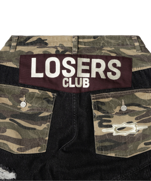 LOSERS CLUB(ルーザーズクラブ)の「カモミックスダメージワイドデニムパンツ(2カラー)(デニムパンツ・レディース・ライトブルー/ブラック・S/M/L/XL)」の6枚目の写真