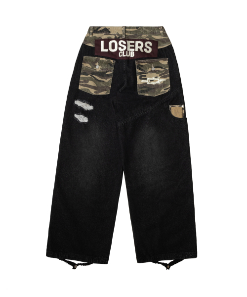 LOSERS CLUB(ルーザーズクラブ)の「カモミックスダメージワイドデニムパンツ(2カラー)(デニムパンツ・レディース・ライトブルー/ブラック・S/M/L/XL)」の8枚目の写真