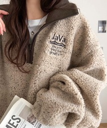 Java（ジャバ）の「《JaVaジャバコラボ》冬の主役は、表情豊かなもこもこボアで決まり。ミックスネップシープボアハーフジップブルゾン(ミドル丈)（ブルゾン）」