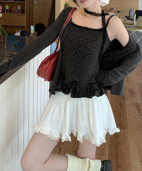 Miniministore(ミニミニストア)の「アンサンブルレディースカーデキャミソール(アンサンブル・レディース・チャコールグレー/アイボリー・FREE)」の4枚目の写真