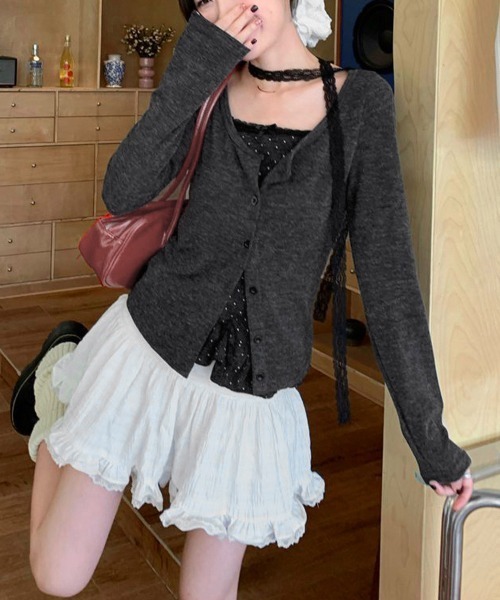 Miniministore(ミニミニストア)の「アンサンブルレディースカーデキャミソール(アンサンブル・レディース・チャコールグレー/アイボリー・FREE)」の5枚目の写真