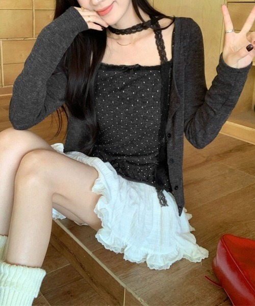 Miniministore(ミニミニストア)の「アンサンブルレディースカーデキャミソール(アンサンブル・レディース・チャコールグレー/アイボリー・FREE)」の11枚目の写真