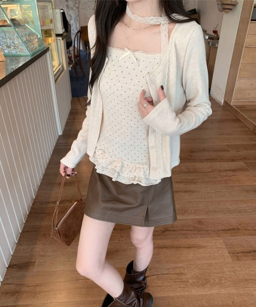 Miniministore(ミニミニストア)の「アンサンブルレディースカーデキャミソール(アンサンブル・レディース・チャコールグレー/アイボリー・FREE)」の14枚目の写真
