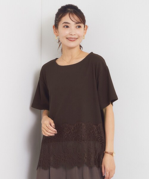 ITS'DEMO（イッツデモ）の「裾レーストップス（Tシャツ/カットソー・レディース・ブラック/ブラウン系その他/アイボリー・00）」の3枚目の写真