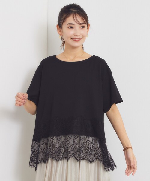 ITS'DEMO（イッツデモ）の「裾レーストップス（Tシャツ/カットソー・レディース・ブラック/ブラウン系その他/アイボリー・00）」の2枚目の写真